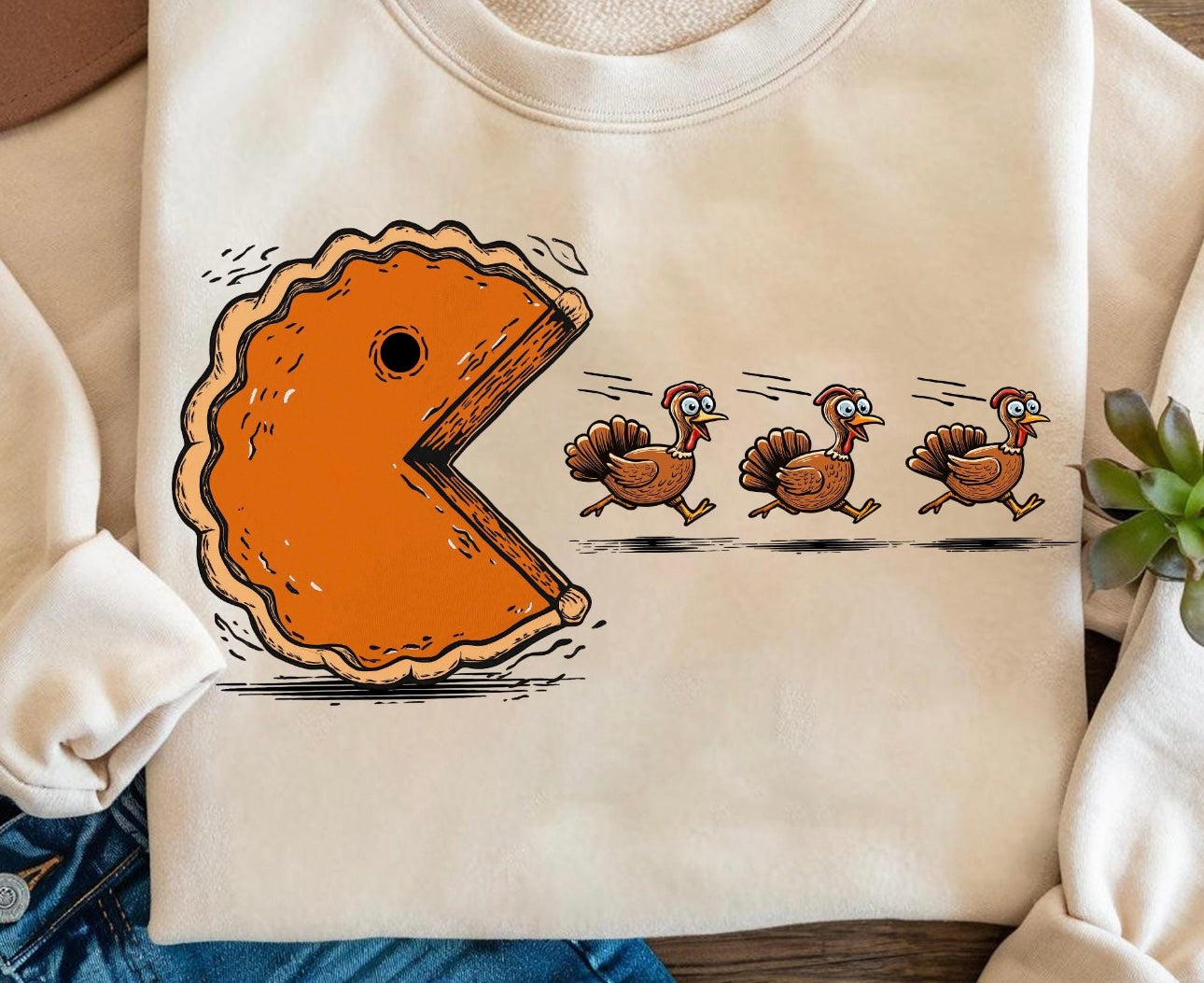 Pumpkin pie Pac-Man crewneck
