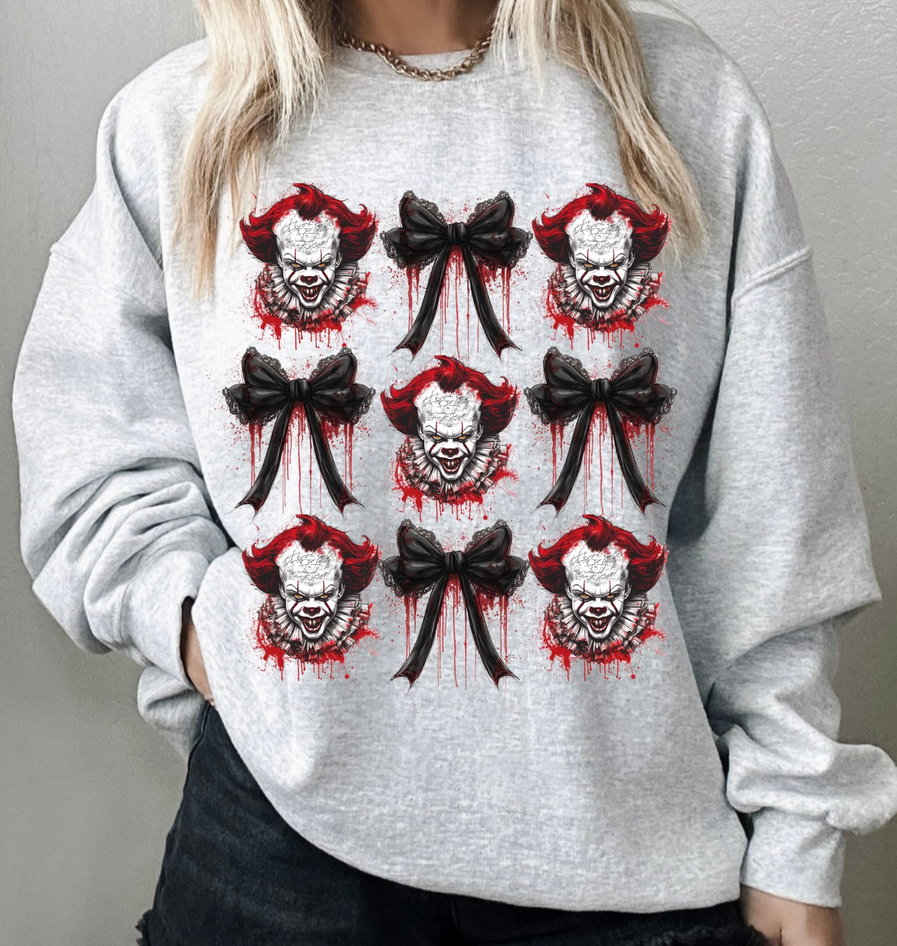Bows& Pennywise Halloween crewneck