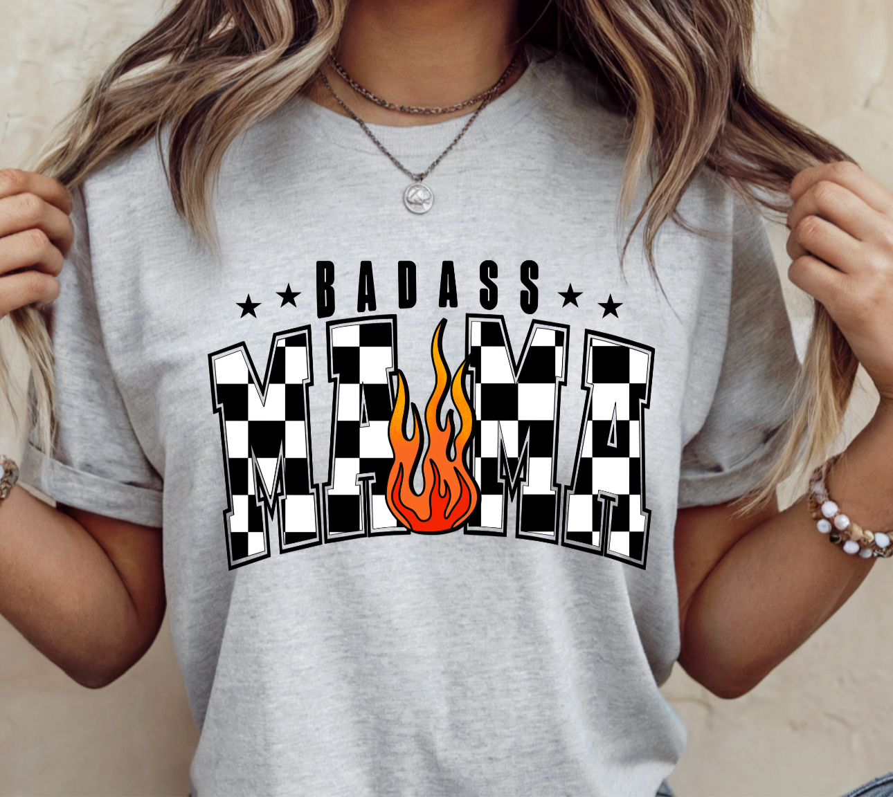 Checkered badass mama shirt
