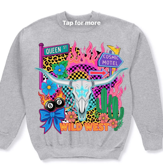 Neon western crewneck