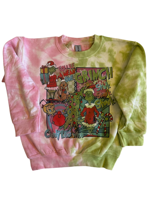 Tie-dye grinch crewneck