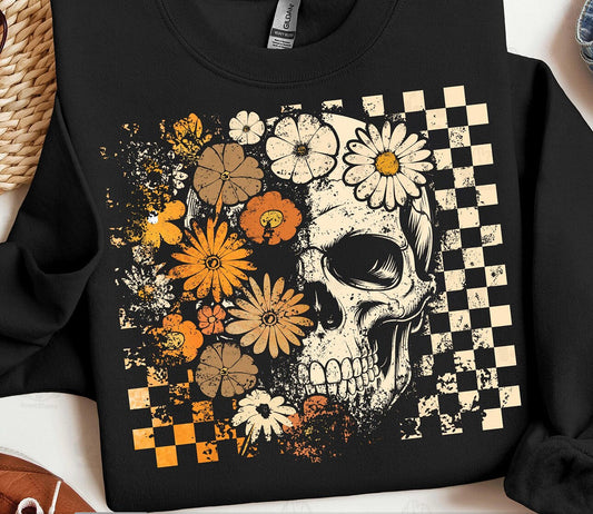 Floral skull crewneck