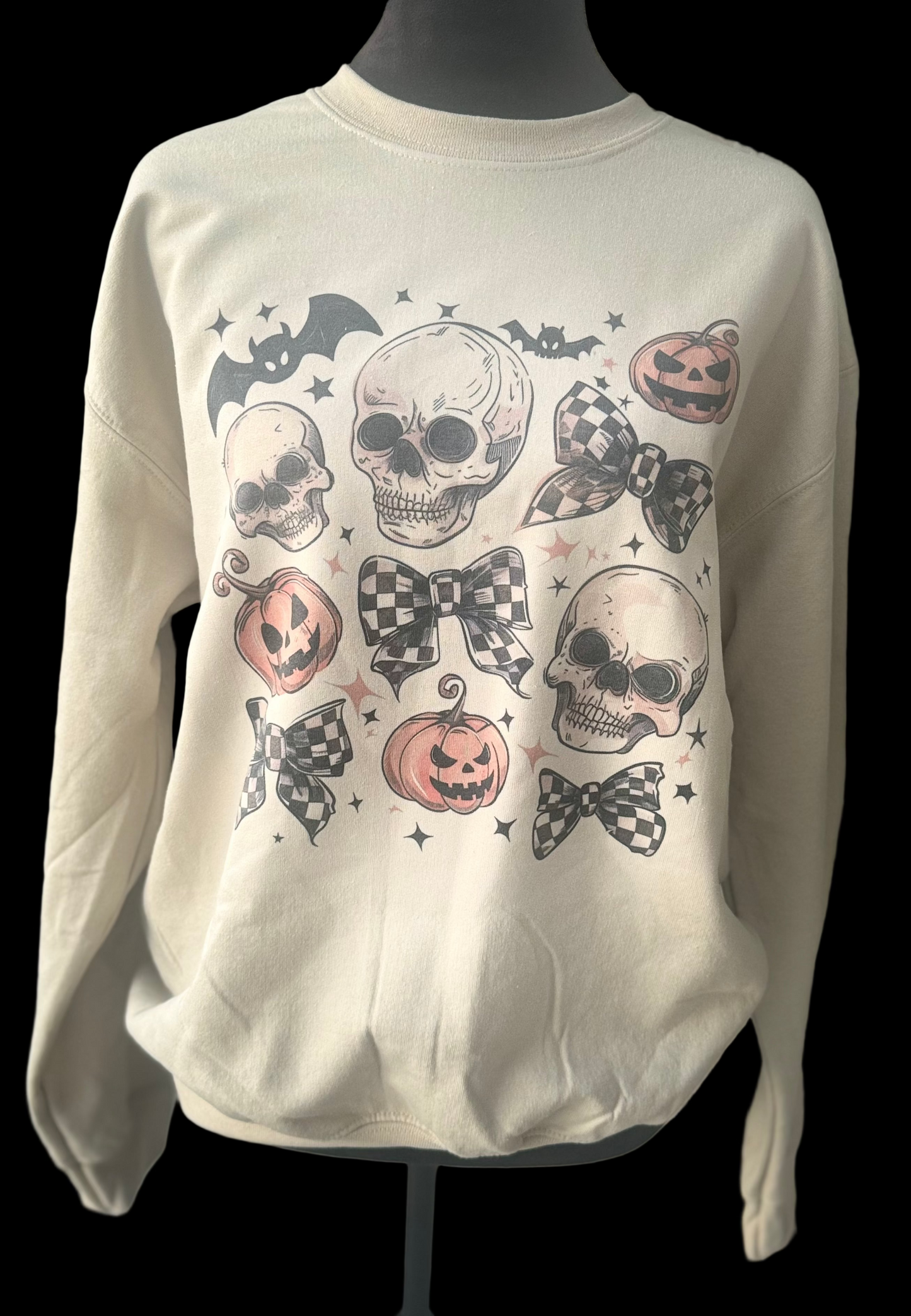 Fall skull and bow crewneck